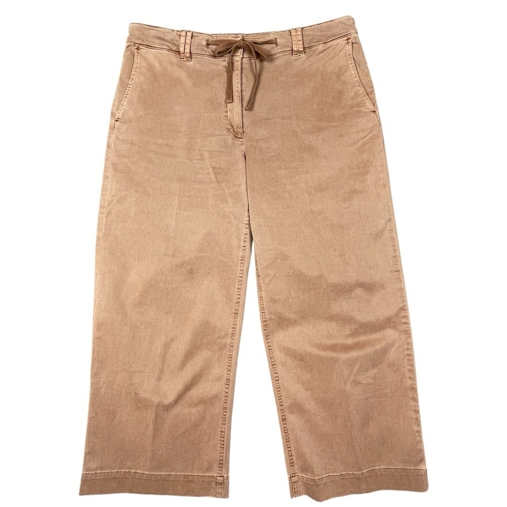 J. Jill Extrasoft Tie-Waist Wide Leg Cropped Stylish Boho Casual Chino Pant - 14